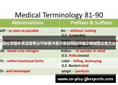 轻松掌握多渠道查看法甲联赛决赛开赛时间的详细步骤指南全面方法